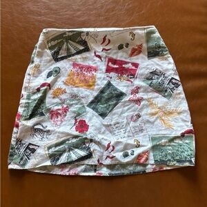 Reformation White Multi-Print Mini Skirt